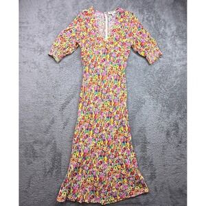 RIXO for Target Maxi Dress Colorful Watercolor Art Floral Womens 4 100% Viscose